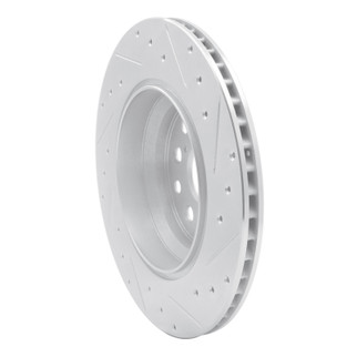 R1 07-17 Lexus LS600h Left Rear Drilled & Slotted Silver Brake Rotor