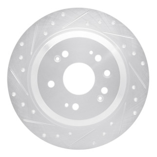 R1 10-15 Honda Crosstour Rear Left Drilled & Slotted Silver Brake Rotor