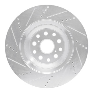 R1 07-23 Lexus LS600h Right Front Drilled & Slotted Silver Brake Rotor