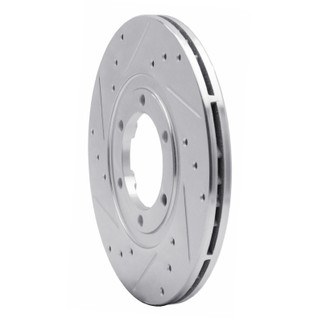 R1 86-93 Mazda B2200 Front Left Drilled & Slotted Silver Brake Rotor