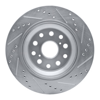 R1 07-17 Lexus LS460 Rear Left Drilled & Slotted Silver Brake Rotor