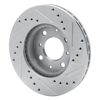 R1 86-91 Acura Integra Front Left Drilled & Slotted Silver Brake Rotor
