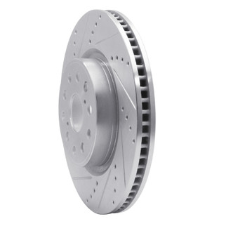 R1 07-23 Lexus LS460 Front Left Drilled & Slotted Silver Brake Rotor