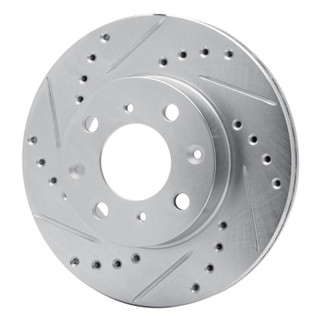R1 84-90 Honda Accord Sedan Front Left Drilled & Slotted Silver Brake Rotor