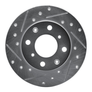 R1 79-83 Honda Civic Sedan Front Left Drilled & Slotted Silver Brake Rotor