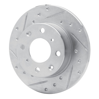 R1 79-83 Honda Civic Sedan Front Left Drilled & Slotted Silver Brake Rotor