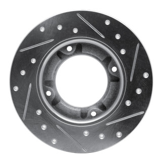 R1 76-81 Honda Accord Hatchback Front Left Drilled & Slotted Silver Brake Rotor