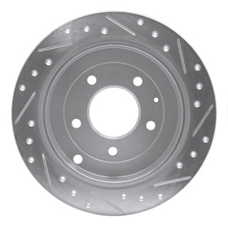 R1 95-02 Mazda Millenia Rear Left Drilled & Slotted Silver Brake Rotor