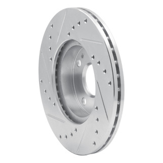 R1 94-02 Mazda Miata Front Right Drilled & Slotted Silver Brake Rotor