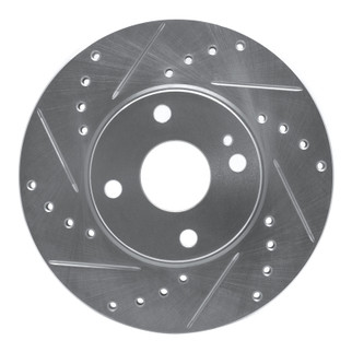 R1 94-02 Mazda Miata Front Left Drilled & Slotted Silver Brake Rotor