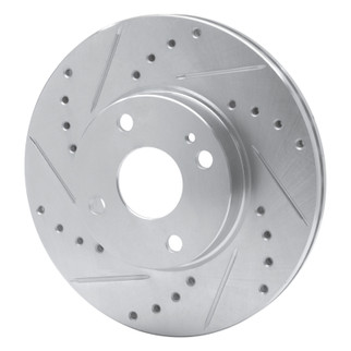 R1 94-02 Mazda Miata Front Left Drilled & Slotted Silver Brake Rotor