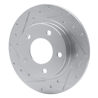 R1 93-03 Ford Probe Rear Left Drilled & Slotted Silver Brake Rotor
