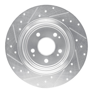 R1 17-20 Acura MDX Rear Right Drilled & Slotted Silver Brake Rotor