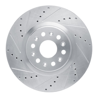 R1 17-25 Buick Enclave Front Left Drilled & Slotted Silver Brake Rotor