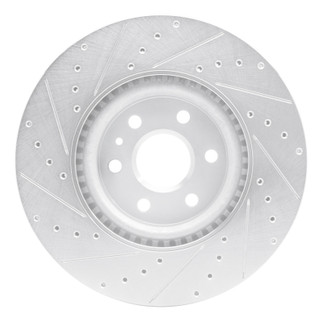 R1 10-16 Cadillac SRX Front Right Drilled & Slotted Silver Brake Rotor