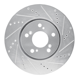 R1 14-20 Acura RLX Front Right Drilled & Slotted Silver Brake Rotor