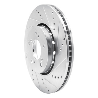 R1 14-20 Acura RLX Front Right Drilled & Slotted Silver Brake Rotor