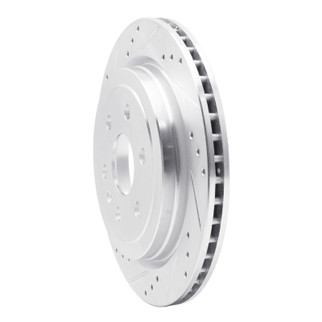 R1 10-16 Cadillac SRX Rear Left Drilled & Slotted Silver Brake Rotor