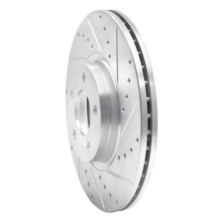 R1 88-91 Mazda 929 Front Right Drilled & Slotted Silver Brake Rotor