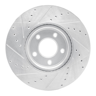 R1 88-91 Mazda 929 Front Right Drilled & Slotted Silver Brake Rotor