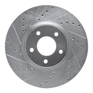 R1 88-91 Mazda 929 Front Left Drilled & Slotted Silver Brake Rotor