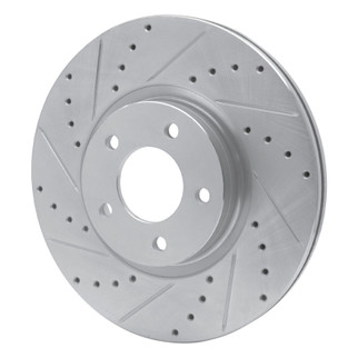 R1 88-91 Mazda 929 Front Left Drilled & Slotted Silver Brake Rotor
