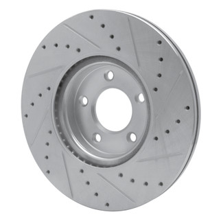 R1 88-91 Mazda 929 Front Left Drilled & Slotted Silver Brake Rotor
