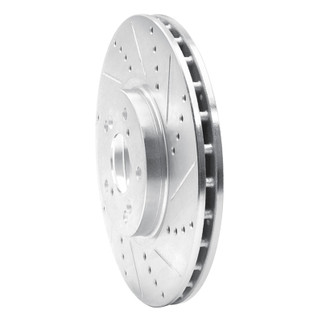 R1 04-08 Acura TL Front Right Drilled & Slotted Silver Brake Rotor
