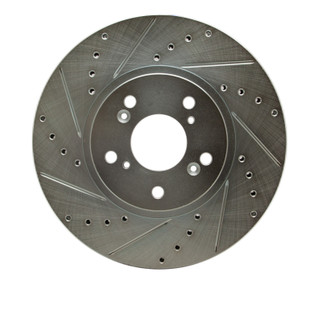 R1 04-08 Acura TL Front Left Drilled & Slotted Silver Brake Rotor