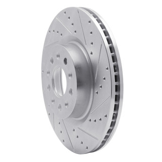 R1 14-25 Cadillac CT5 Front Right Drilled & Slotted Silver Brake Rotor