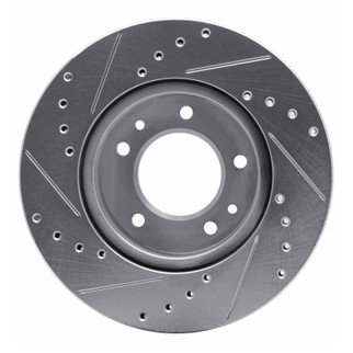 R1 86-91 Mazda RX-7 Front Right Drilled & Slotted Silver Brake Rotor