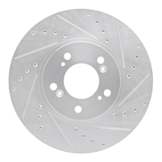 R1 99-04 Acura RL Front Right Drilled & Slotted Silver Brake Rotor