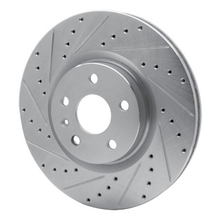 R1 08-17 Cadillac CTS Front Left Drilled & Slotted Silver Brake Rotor