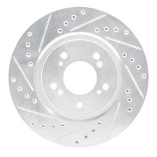 R1 97-05 Acura NSX Front Right Drilled & Slotted Silver Brake Rotor