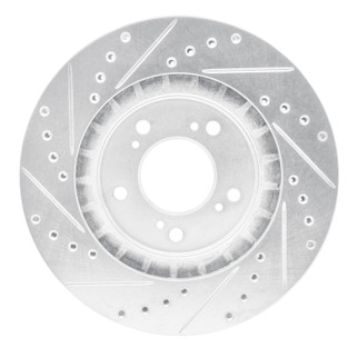 R1 97-05 Acura NSX Front Right Drilled & Slotted Silver Brake Rotor