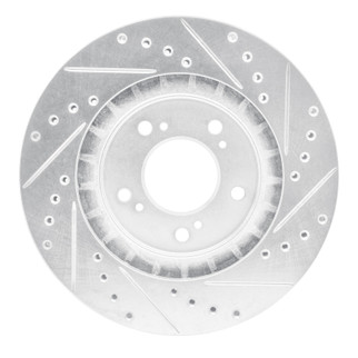R1 97-05 Acura NSX Front Left Drilled & Slotted Silver Brake Rotor