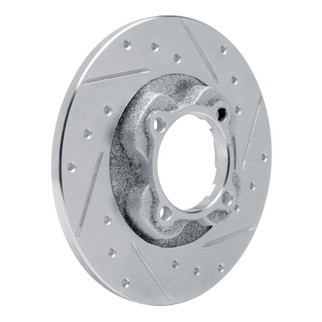 R1 81-85 Mazda GLC Front Right Drilled & Slotted Silver Brake Rotor