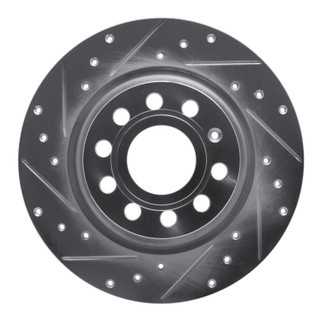 R1 05-18 Audi Q3 (Mexico) Rear Left Drilled & Slotted Silver Brake Rotor
