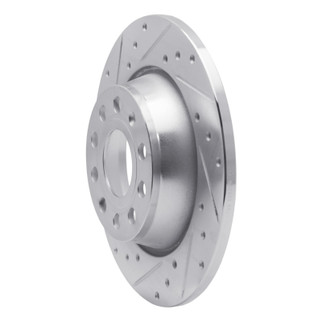 R1 05-18 Audi Q3 (Mexico) Rear Left Drilled & Slotted Silver Brake Rotor