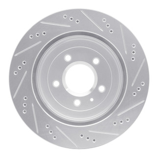 R1 05-11 Cadillac CTS Rear Left Drilled & Slotted Silver Brake Rotor