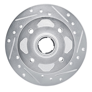 R1 79-82 Mazda 626 Front Right Drilled & Slotted Silver Brake Rotor