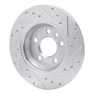 R1 01-03 Volkswagen EuroVan Rear Left Drilled & Slotted Silver Brake Rotor