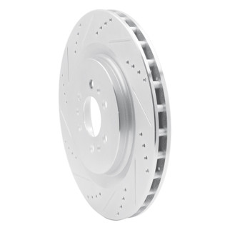 R1 04-11 Cadillac CTS Rear Left Drilled & Slotted Silver Brake Rotor