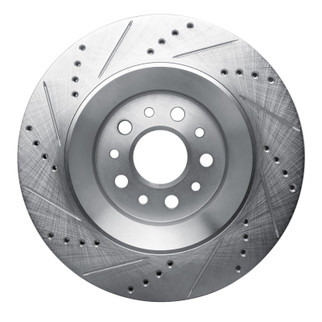 R1 17-24 Maserati LeVante Rear Right Drilled & Slotted Silver Brake Rotor
