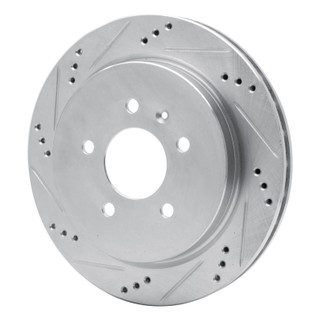 R1 03-11 Cadillac CTS Rear Left Drilled & Slotted Silver Brake Rotor