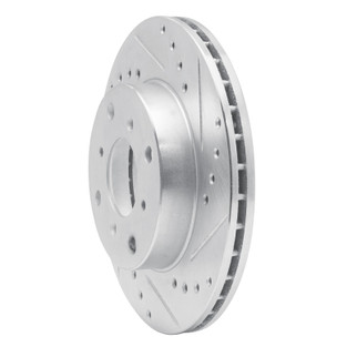 R1 86-87 Acura Legend Front Right Drilled & Slotted Silver Brake Rotor