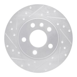 R1 96-00 Volkswagen EuroVan Rear Left Drilled & Slotted Silver Brake Rotor