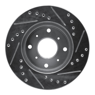 R1 86-87 Acura Legend Front Left Drilled & Slotted Silver Brake Rotor