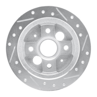 R1 86-89 Acura Integra Rear Left Drilled & Slotted Silver Brake Rotor