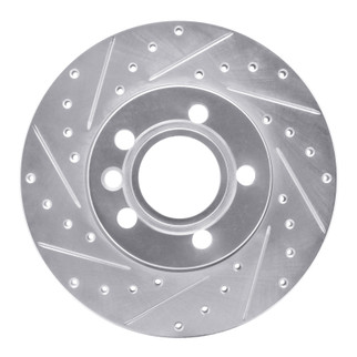 R1 96-00 Volkswagen EuroVan Front Left Drilled & Slotted Silver Brake Rotor